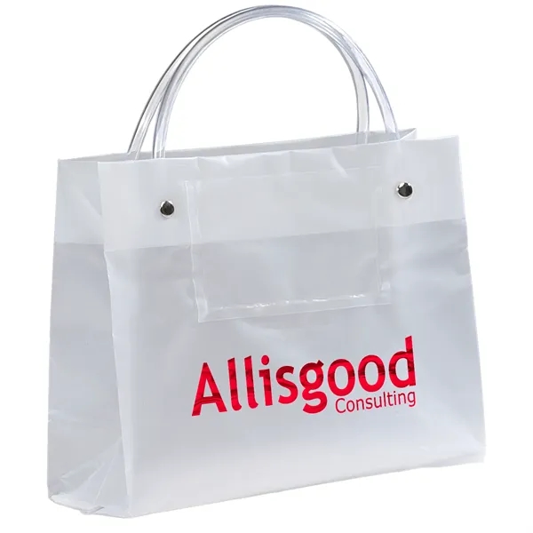 Hi-density frosted plastic bag with a clear card-pocket.... from ASI 37940 Bag Makers Inc