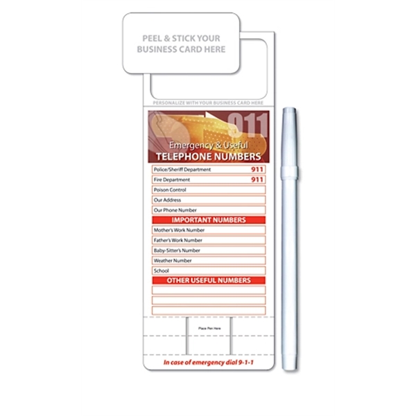 Skinny Mini Memo Board - Stock Emergency Numbers (3.5x9)... from ASI 91760 Tradenet Publishing / TradeNet Line