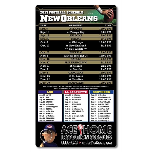 Magnet Football Sport Schedules - 4x7 Round Corners - NO3... from ASI 91760 Tradenet Publishing / TradeNet Line