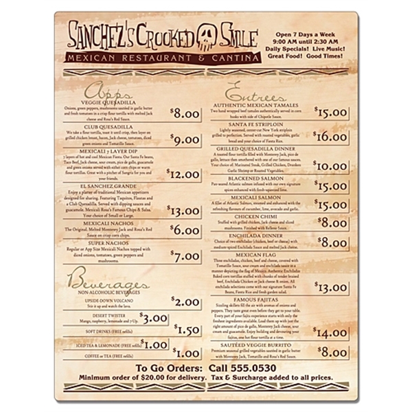 Delivery Laminated Menu Card - 8.5x11... from ASI 91760 Tradenet Publishing / TradeNet Line