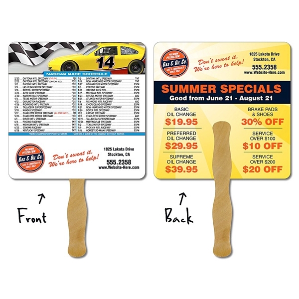 NASCAR Schedule Hand Fan - 8x8 Square (Round Corners) Lamina... from ASI 91760 Tradenet Publishing / TradeNet Line