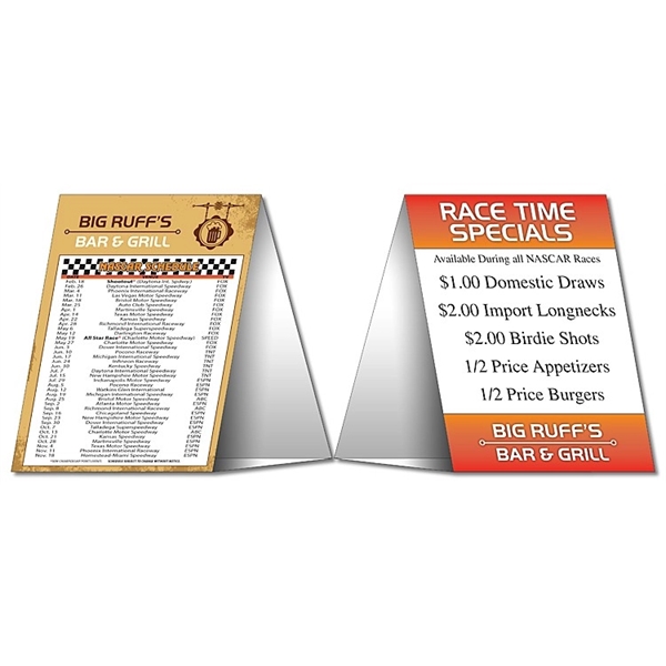 NASCAR Schedule Table Tent - UV-Coated (1S) - 5x7 Folded -... from ASI 91760 Tradenet Publishing / TradeNet Line