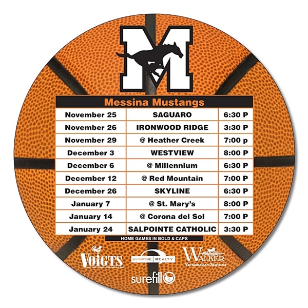 Basketball Schedules Magnet - 5.25 Inch Diameter Circle - 20... from ASI 91760 Tradenet Publishing / TradeNet Line