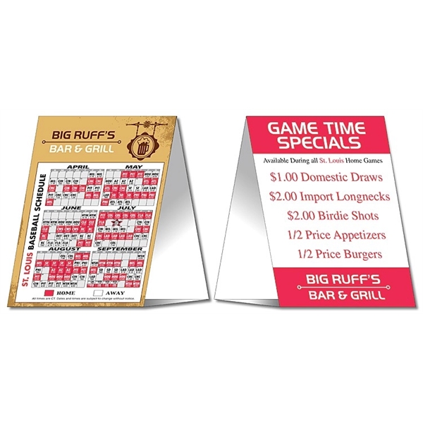 Baseball Schedule Table Tent - UV-Coated (1S) - 5x7 Folded.... from ASI 91760 Tradenet Publishing / TradeNet Line