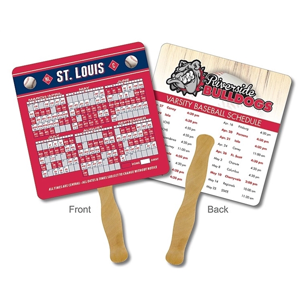 Baseball Schedule Hand Fan - 8x8 Square (Round Corners) - 14... from ASI 91760 Tradenet Publishing / TradeNet Line