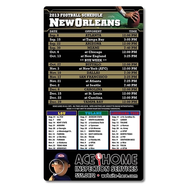 Magnet Football Sport Schedules - 4x7 Round Corners - NO1... from ASI 91760 Tradenet Publishing / TradeNet Line