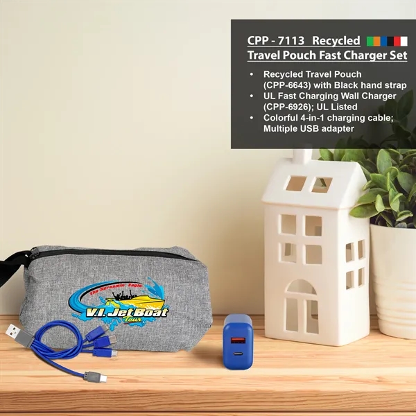 Recycled Travel Pouch Fast Charger Set... from ASI 30208 A P Specialties / AP Specialties