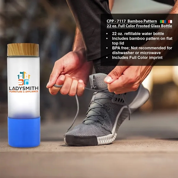 Bamboo Pattern 22 oz. Full Color Frosted Glass Grip Bottle... from ASI 30208 A P Specialties / AP Specialties