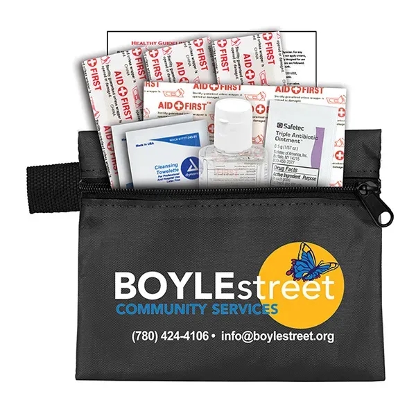 9 piece first aid kit with bandages, citrus-scented hand sanitizer gel,... from ASI 62660 Innovation Line