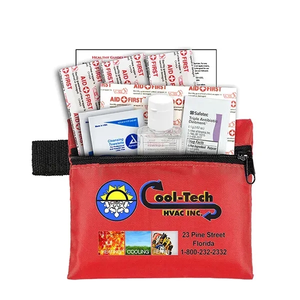 9 piece first aid kit with bandages, citrus-scented hand sanitizer gel,... from ASI 62660 Innovation Line