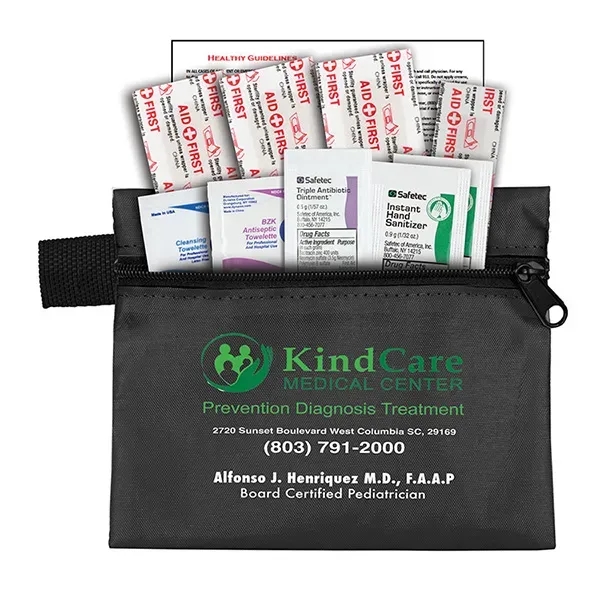 10 piece first aid kit with zippered pouch, bandages, towelettes, hand... from ASI 62660 Innovation Line