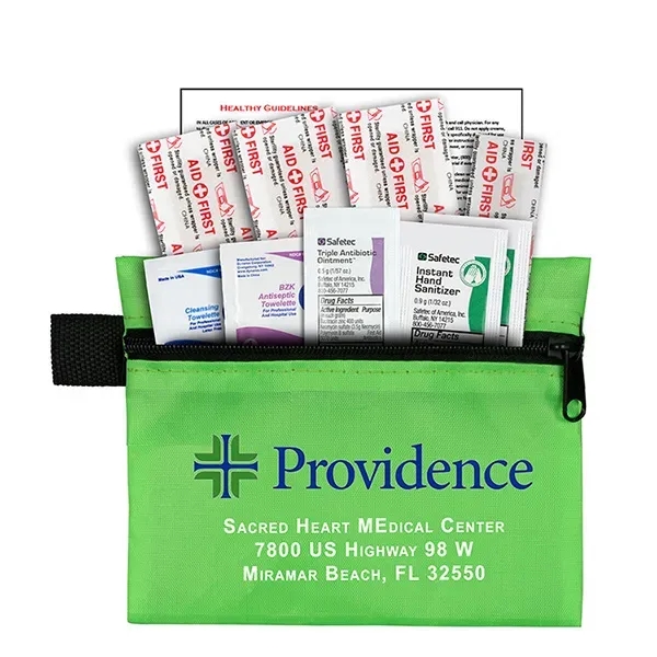 10 piece first aid kit with zippered pouch, bandages, towelettes, hand... from ASI 62660 Innovation Line