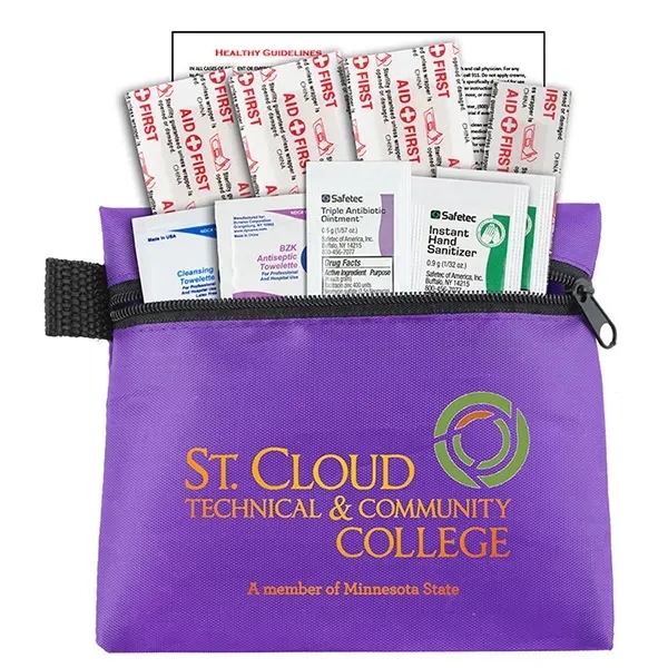10 piece first aid kit with zippered pouch, bandages, towelettes, hand... from ASI 62660 Innovation Line