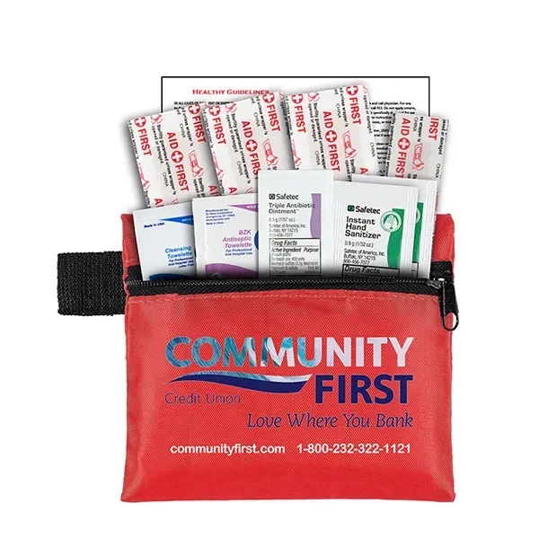 10 piece first aid kit with zippered pouch, bandages, towelettes, hand... from ASI 62660 Innovation Line