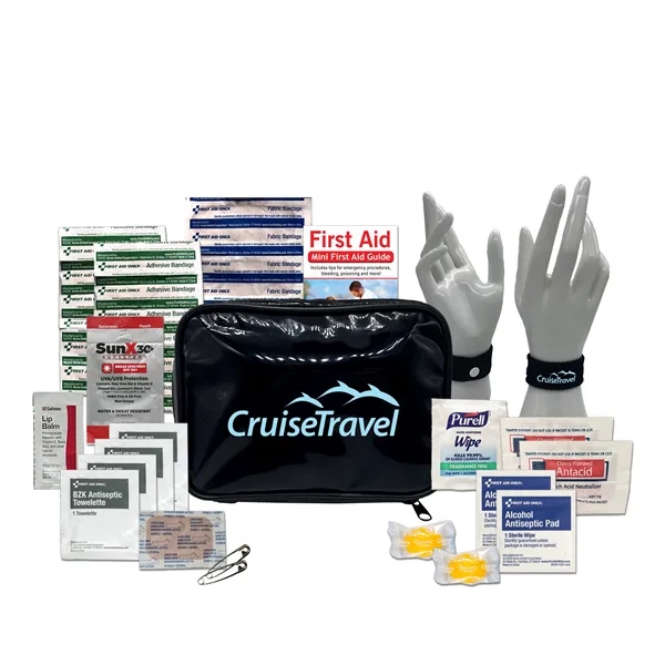 Travel and first aid kit with a black case, bandages, antiseptic... from ASI 84514 Safety Made