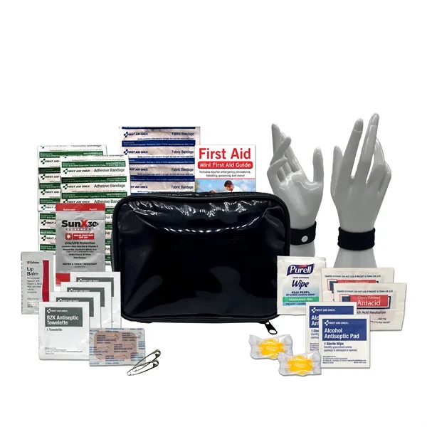 Travel and first aid kit with a black case, bandages, antiseptic... from ASI 84514 Safety Made