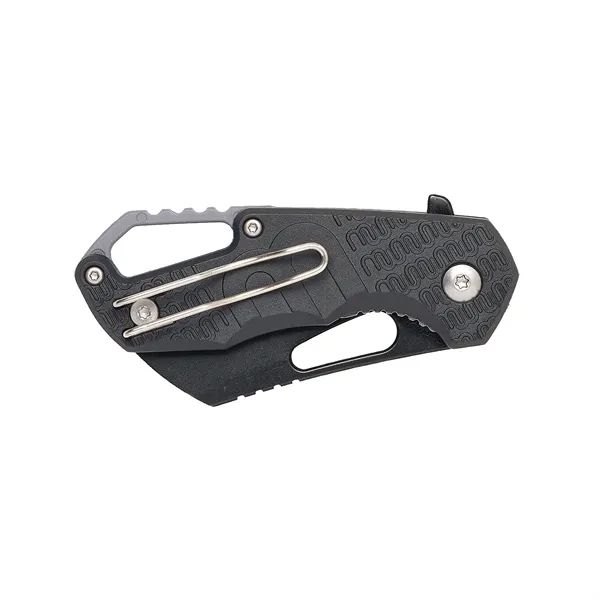 Stylish pocket knife with a 3.5" long black handle with gray... from ASI 46170 Compass Industries Inc