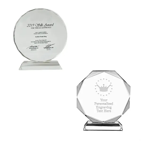 Crystal clear award trophy plus laser engraving on 1 location plus... from ASI 37218 Athena Promo (tm)
