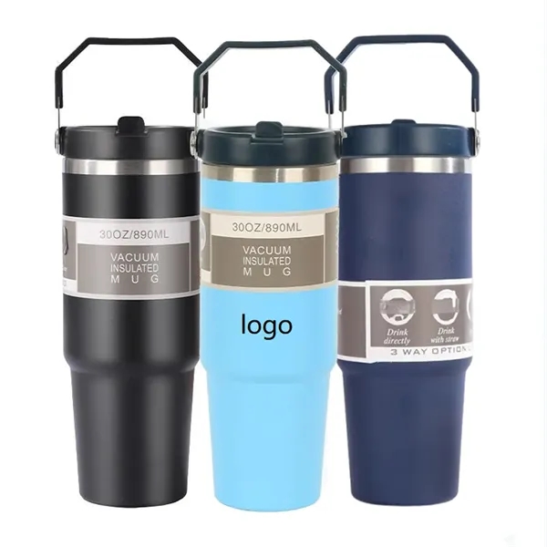 30 oz. double-wall insulated thermal tumbler with handle and imprint option... from ASI 37218 Athena Promo (tm)