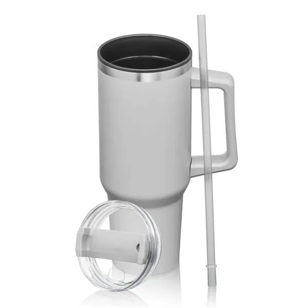 The versatile Benidorm Handle Travel Mug w/Straw offers a convenient way... from ASI 84592 St Regis Group