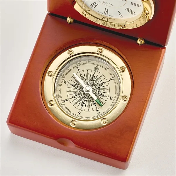 A combination wooden box clock and compass makes a classic executive... from ASI 46170 Compass Industries Inc
