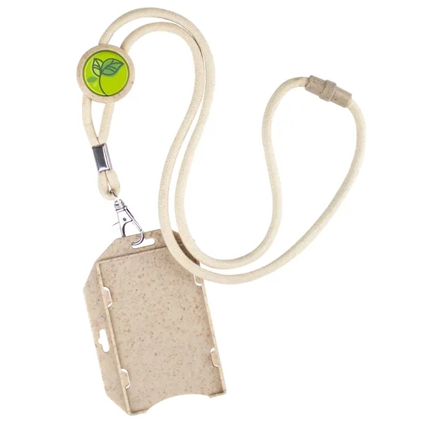 Sustainable Slider Lanyard featuring 1/4" soft braided cotton cord, wheat straw... from ASI 49470 DEVARA