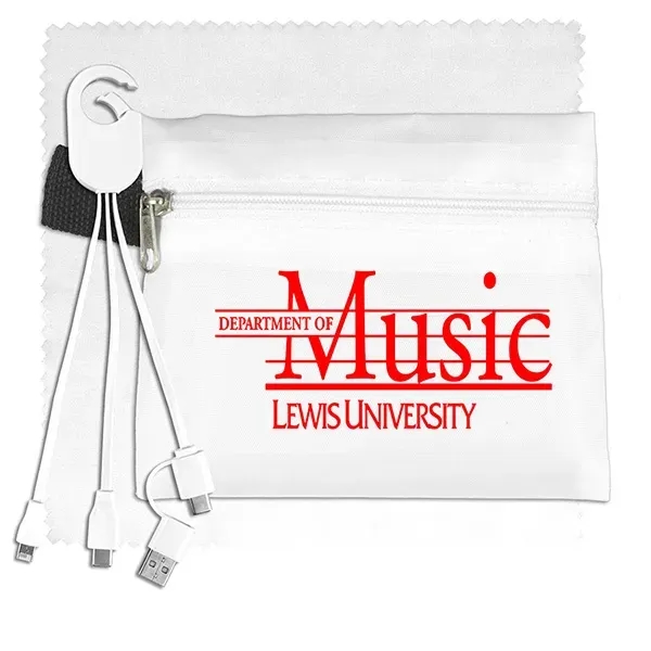 Tech kit with zippered pouch, microfiber cleaning cloth and charging cables... from ASI 62660 Innovation Line