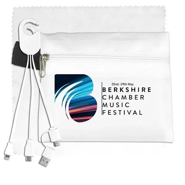 Tech kit with zippered pouch, microfiber cleaning cloth and charging cables... from ASI 62660 Innovation Line
