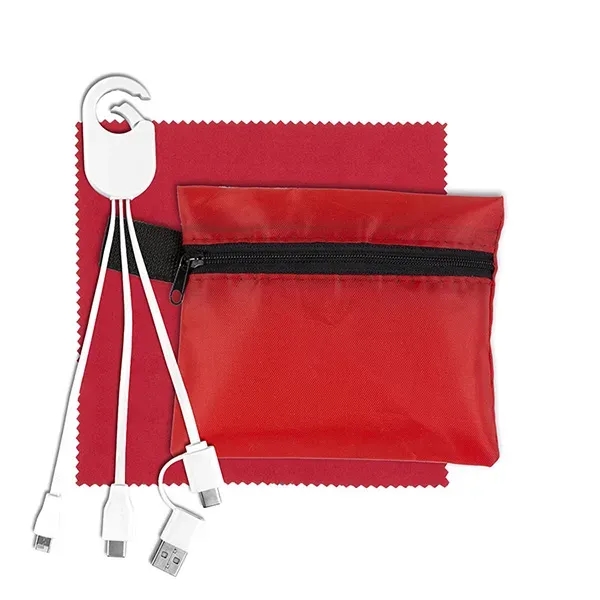 Tech kit with zippered pouch, microfiber cleaning cloth and charging cables... from ASI 62660 Innovation Line