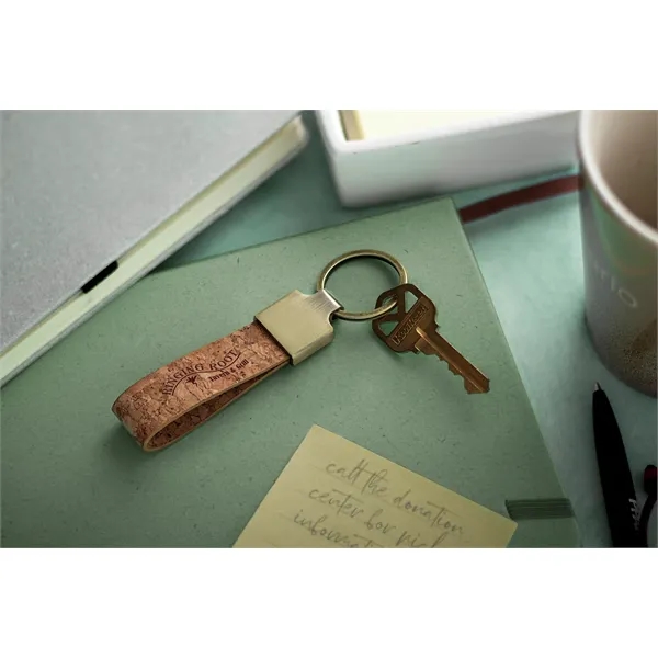 Cork loop keytag with brass accents... from ASI 62190 Illini