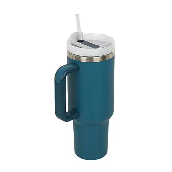 40 oz. double-wall insulated stainless steel tumbler with straw lid with... from ASI 37218 Athena Promo (tm)