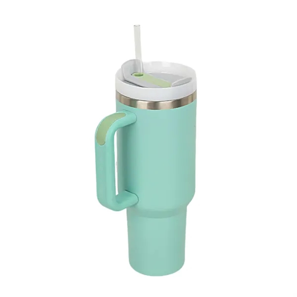 40 oz. double-wall insulated stainless steel tumbler with straw lid with... from ASI 37218 Athena Promo (tm)