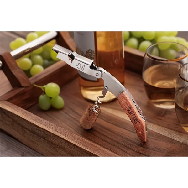 4 15/16" double-hinged wood waiters corkscrew with multiple functions.... from ASI 62190 Illini