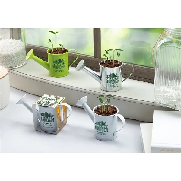5 3/8" mini watering can with seed packet, coconut coir pellet... from ASI 62190 Illini