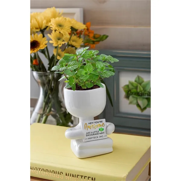 Ceramic people planter kit, great for growing small plants with printed... from ASI 62190 Illini