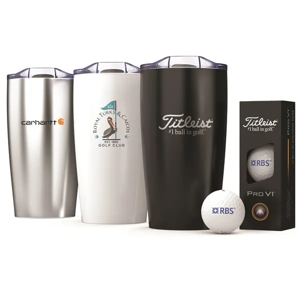 Titleist Tumbler insulated dinkware 20oz capacity, with custom Titliest Pro V1... from ASI 38120 Ball Pro / Diversified Quality Kitchenware