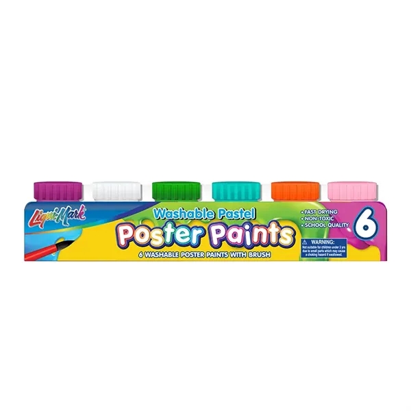 Set of 6 Washable Poster Paints with Brush - Pastel Colors... from ASI 67675 Liqui-Mark Corp