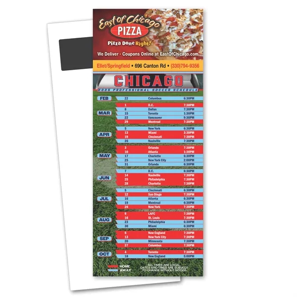 3 1/2" x 8 1/2" soccer themed schedule magnetic stick-up card... from ASI 68507 The Magnet Group / Magnet LLC™