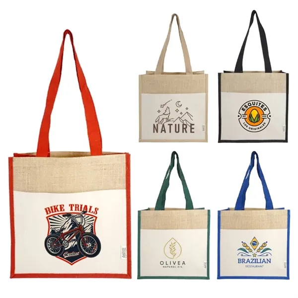 Sustainable style! Jute Recycled Canvas Tote: 100% recycled, front pocket, 28"... from ASI 67557 LimeLight Ent / Limelight USA