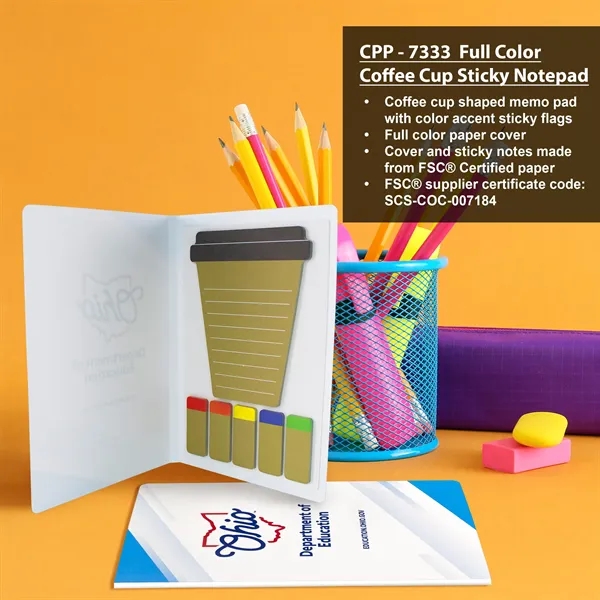 Full Color Coffee Cup Sticky Notepad... from ASI 30208 A P Specialties / AP Specialties