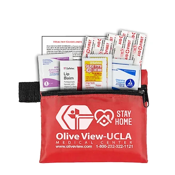 First aid kit with zipper pouch, sunscreen packets, lip balm, bandages,... from ASI 62660 Innovation Line