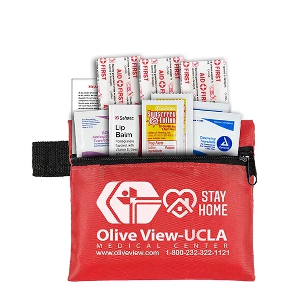 First aid kit with zipper pouch, sunscreen packets, lip balm, bandages,... from ASI 62660 Innovation Line