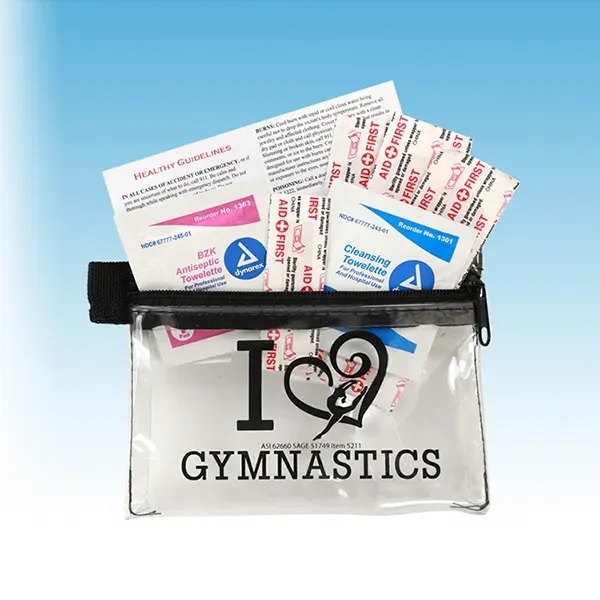 7 piece first aid kit with zippered pouch, carabiner, bandages, towelettes... from ASI 62660 Innovation Line