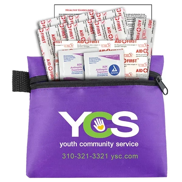 13 piece first aid kit with a zippered pouch, bandages, antiseptic... from ASI 62660 Innovation Line