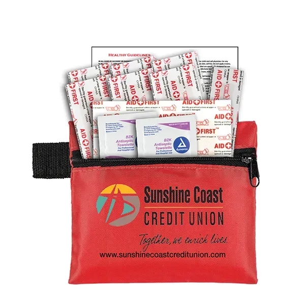 13 piece first aid kit with a zippered pouch, bandages, antiseptic... from ASI 62660 Innovation Line