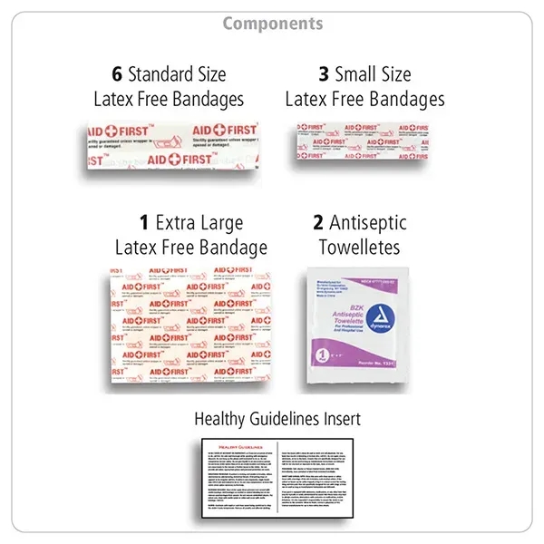13 piece first aid kit with a zippered pouch, bandages, antiseptic... from ASI 62660 Innovation Line