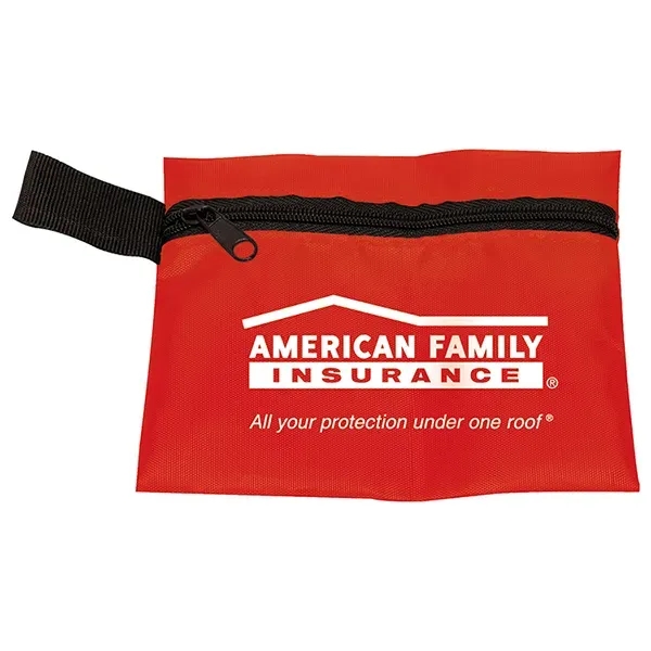 19 piece first aid kit with zippered pouch, bandages, antiseptic towelettes,... from ASI 62660 Innovation Line