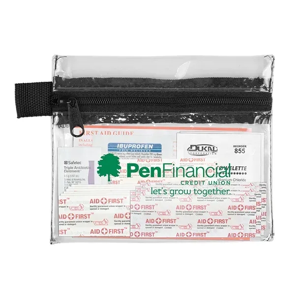 19 piece first aid kit with zippered pouch, bandages, antiseptic towelettes,... from ASI 62660 Innovation Line