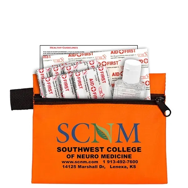 Zippered first aid pouch with hand sanitizer and bandages... from ASI 62660 Innovation Line