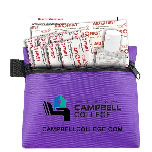 Zippered first aid pouch with hand sanitizer and bandages... from ASI 62660 Innovation Line